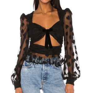 Black Mesh L/S Heart Top